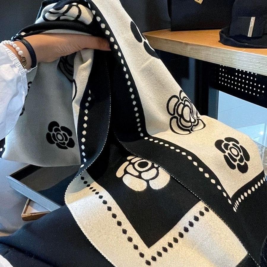 New Classic High End Camellia Scarf for Women Warm Student Decorative Gift Shawl Versatile