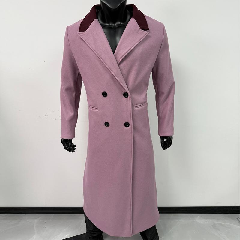 Casacos de Lã Elegantes de Comprimento Excessivo Moda Europeia de Inverno Retrô Lazer Luxo Leve Trench Coats Masculinos Tendência M-2XL