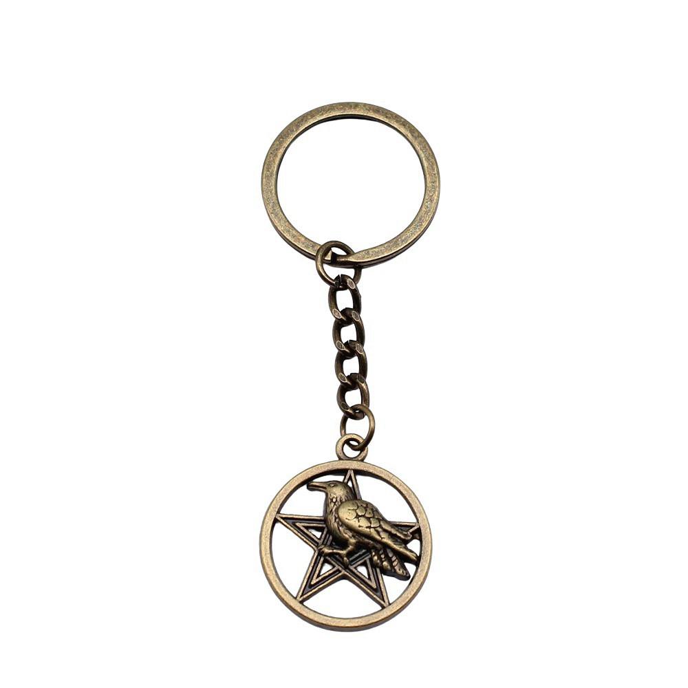 Dreifachmond Pentagramm Anhänger Schlüsselanhänger Stern Wicca Thema Schlüsselring 28mm