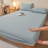 Pure Cotton Weave Washed Fitted Sheet - Solid Stripe Mattress Protector