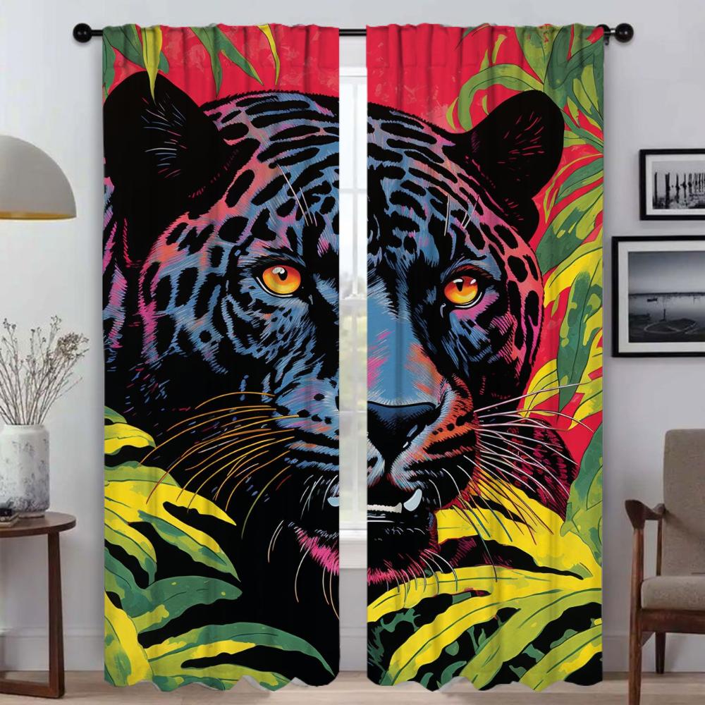 

Home Interior Curtains for Living Room Leopards Shades Tulle for Bedroom Partition Blackout Curtain Curtains 2 Pieces Kitchen W50xH70cmx2pcs-CL