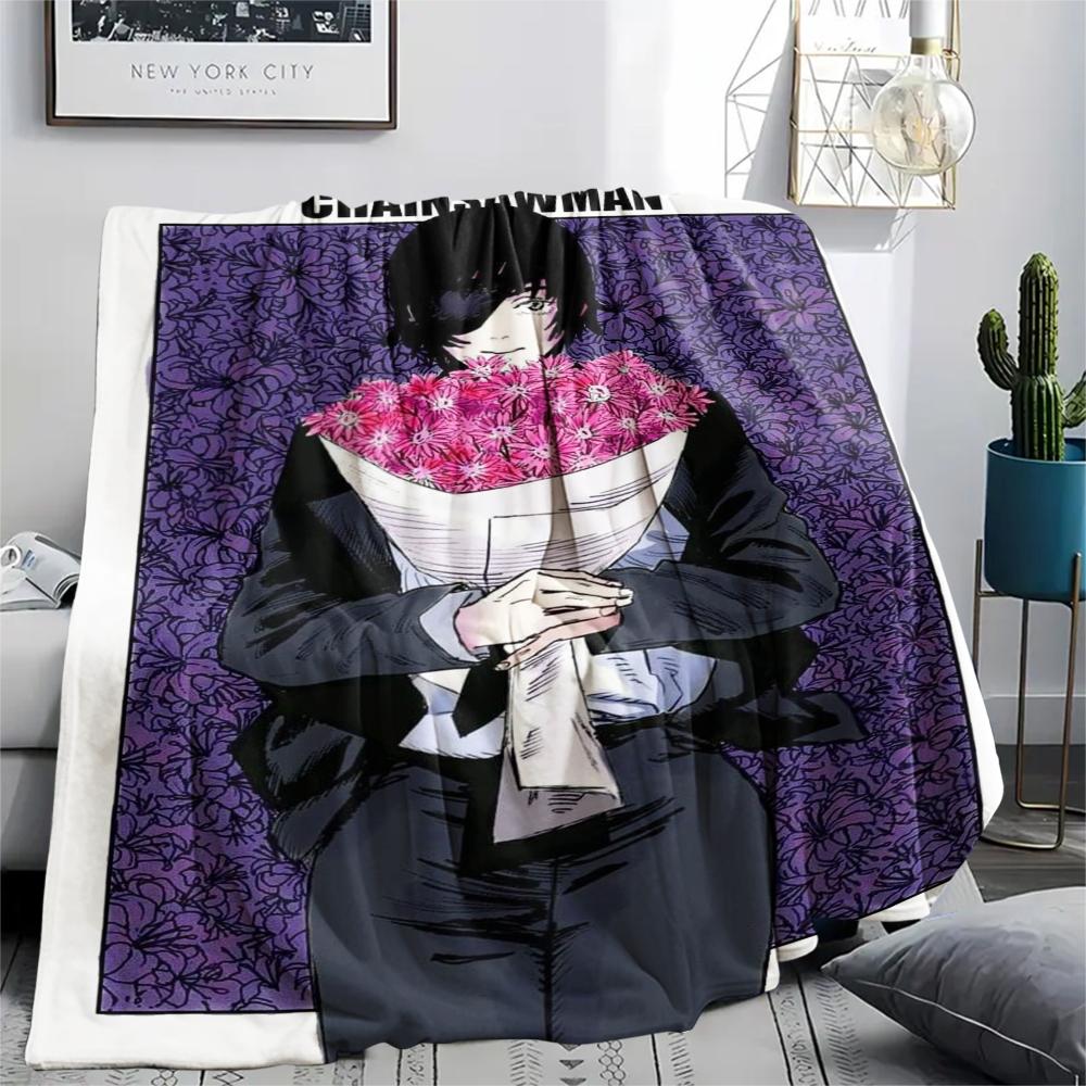 1Pc Chainsaw Man Print Flannel Blanket, High quality Comfortable for All Seasons, Home Decor, Warmth and Comfort, Perfect for Christmas Gifts
