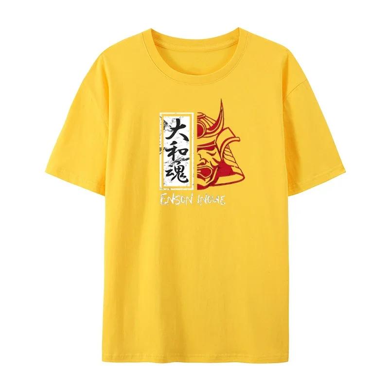 Summer Men's European Size Round Neck Short-sleeved Warrior Spirit T-shirt Solid Color Printed Casual T-shirt Cotton Top