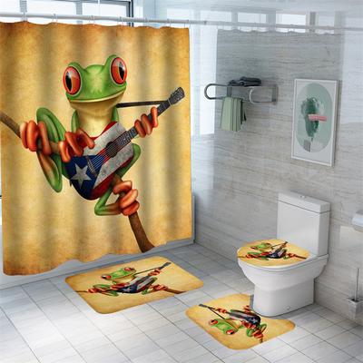 Cartoon Funny Frog Shower Curtain For Bathing Cover Waterproof Print Bath Mat Set Eco-Friendly Toilet Rugs High Quality Carpets