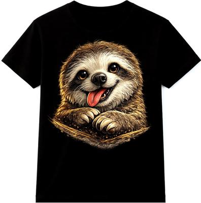 Sloth T Shirt Cute Smiling Animal Graphic Tee Lazy Lover Casual Outfit Top