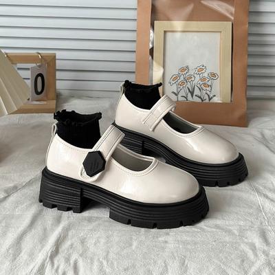 White Hundred College Style Thick Bottom Shoes Fashionable and Comfortable Women Summer Vintage Mary Jane Shoes