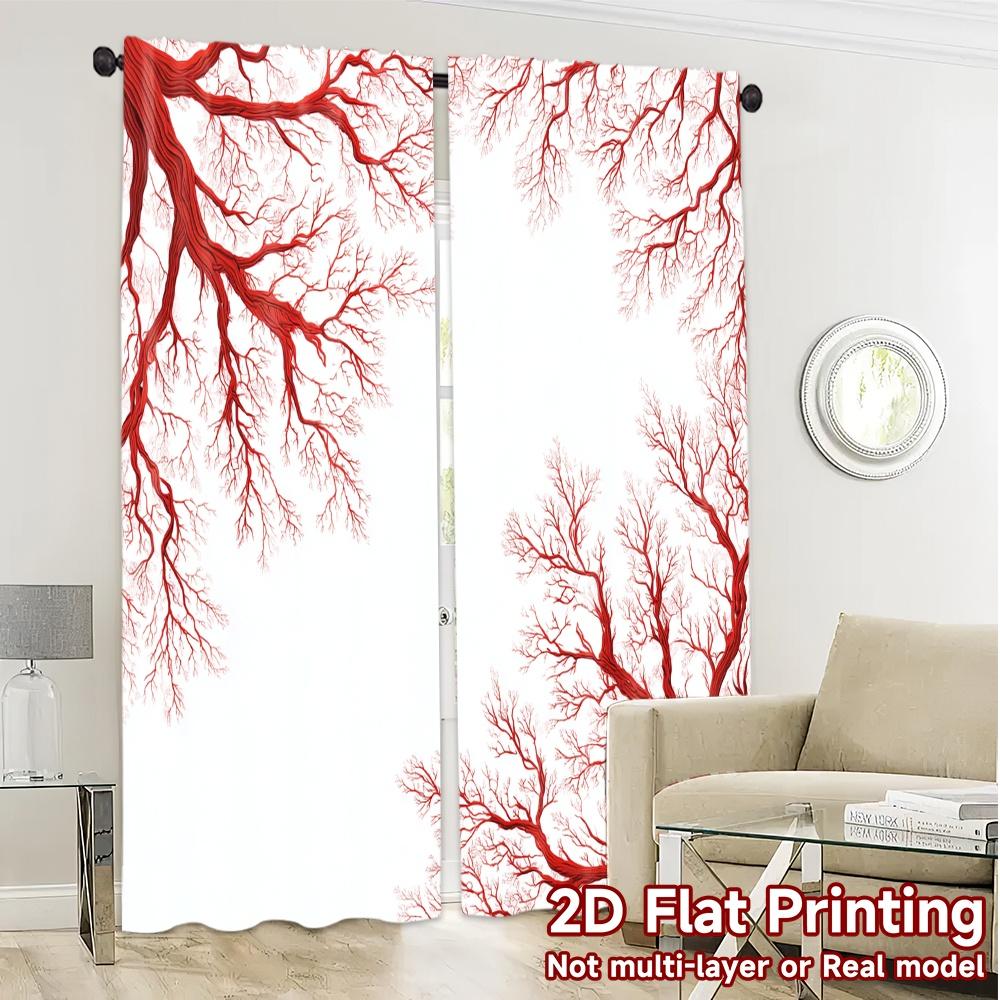 2D Flat Printing  JIT 2pcs   Curtains (Without Rod) Coral Veins Modern Minimalist Curtains Durable Polyester Curtains Versatile