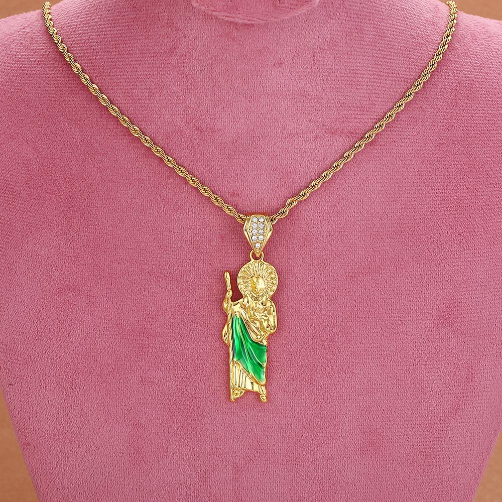 St. Jude Retro Zinc Alloy Necklace & Bracelet Set Gold