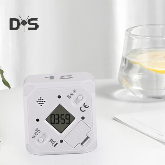 Temporizador de cubo giratorio de 5-15-25-45 minutos con pantalla LED y interruptor deslizante. Temporizador de productividad Pomodoro portátil con vibración y alarma silenciosa para el trabajo, el estudio y la cocina.