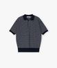 Peullojeulum Pure Cotton Collar Knit Stripe Navy
