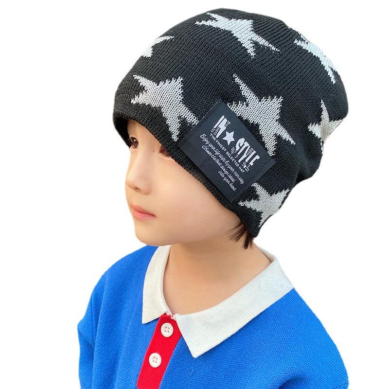 Versione coreana cappello di lana per bambini a cinque stelle ragazzi e ragazze acrilico set cappello e sciarpa caldo sport all'aria aperta cappello lavorato a maglia