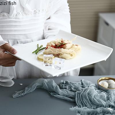 Einfacher quadratischer Keramik-Pasta-Steak-Teller Sashimi-Sushi-Teller Heimküche Einfarbiges Geschirr Kochgeschirr Snack-Dessert-Teller