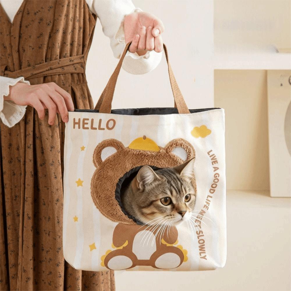 Breathable Cat Carrier Bag Portable Pet Carrying Bag Portable Canvas Pet Carrier Bag  Pet Handbag