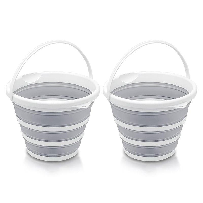 AB34-Foldable Buckets-2-Pack 10L Capacity For Camping, Car Washing, Gardening, Multi-Purpose Use