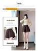 Women's Elastic High Waist Woolen A-Line Casual Shorts, Loose Fit, Autumn/Winter, Black.
