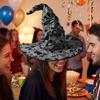 Large Wide Brim Ripped Tattered Witch Hat Tall Pointed Cone Top Pointed Mage Hat  Halloween Party