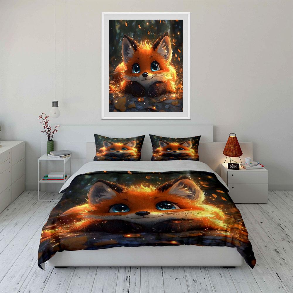 Adorable Fox In Autumn. Bedding Sets Duvet Covers Pillowcases(1* Duvet Cover 2* Pillowcases Without Duvet Insert)