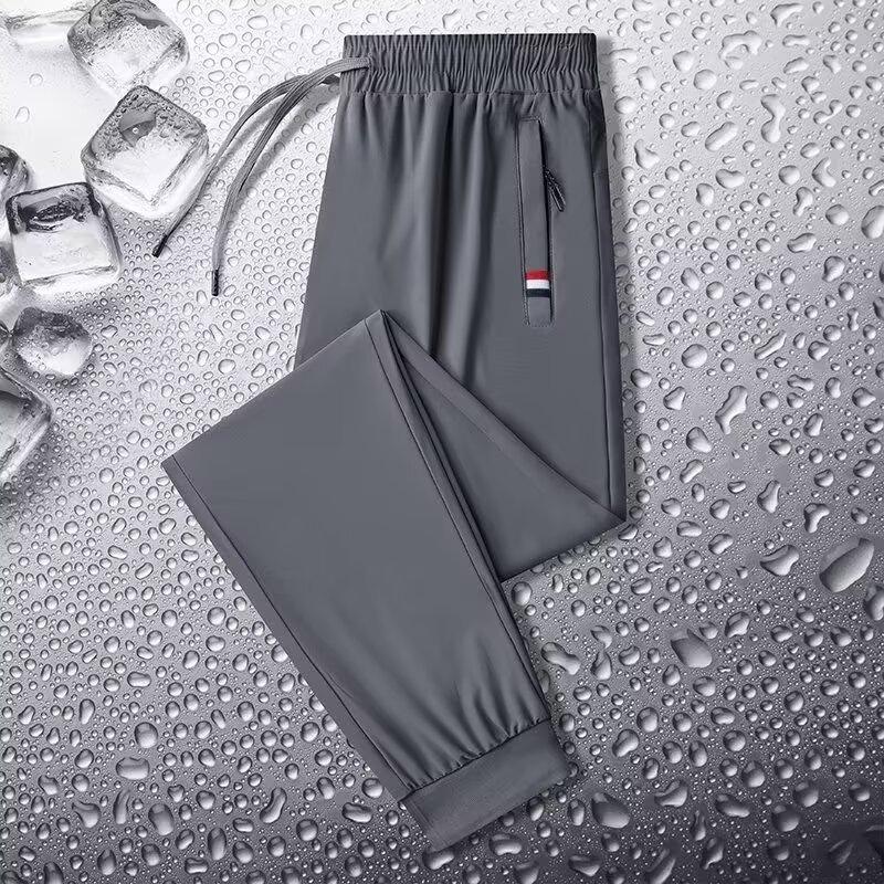Shirts and Less Clothing Sweatpants Men's Summer Large Size Pocket Zipper Leggings Ice Silk Trousers