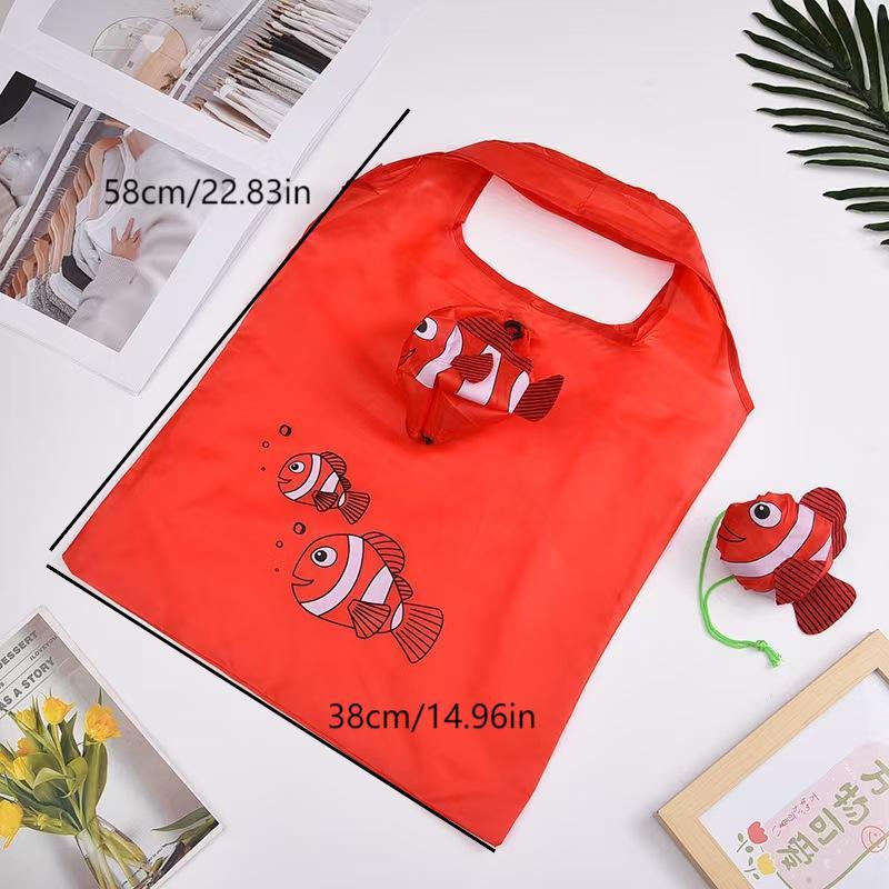 Sevimli Tropikal Balık Katlanabilir Alışveriş Çantası Büyük Kapasiteli Süpermarket Alışveriş Çantası Taşınabilir Yeniden Kullanılabilir Çevre Dostu Çanta Saklama Çantası