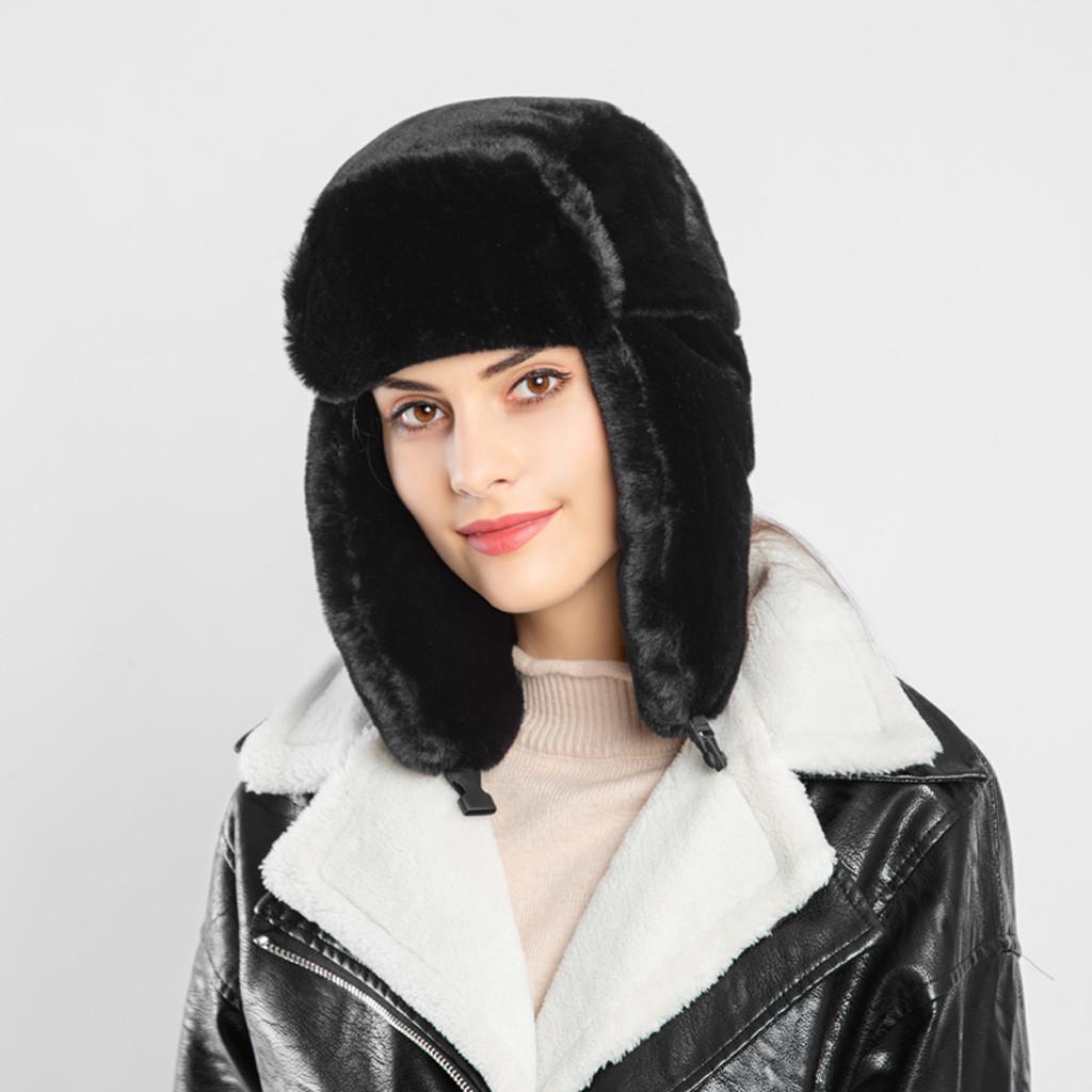 Chapeau d'hiver en peluche pour femme, faux chapeau épais, protège-oreilles, chapeau chaud en peluche