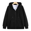 Felpa con cappuccio e cerniera di colore solido di taglia europea, giacca con cappuccio larga, uniforme da squadra, lavoro, pubblicità, cappotto