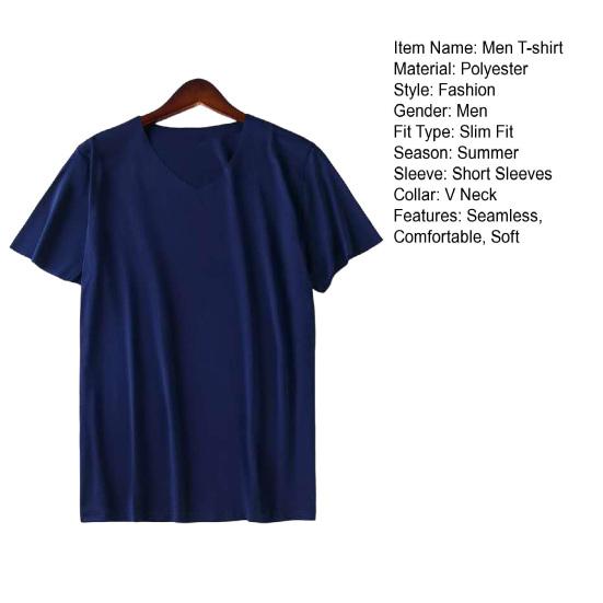 Men T-shirt Short Sleeves V Neck Slim M To 4XL Quick Dry Streetwear Solid Color Summer Casual Tee Shirt Top Sports Wear