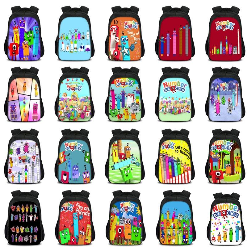 ילדים בנים בנות Numberblocks תיק גב תיק בית ספר תיק נסיעות קיבולת גדולה חומר ניילון עמיד מרווח קיבולת 20 ליטר תאים מרובים
