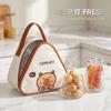 Portable Triangle Insulated Bento Box Storage Bag Cute Cartoon Oxford Thermal Lunch Bag For Outdoor Travel Picnic Mini Handbag