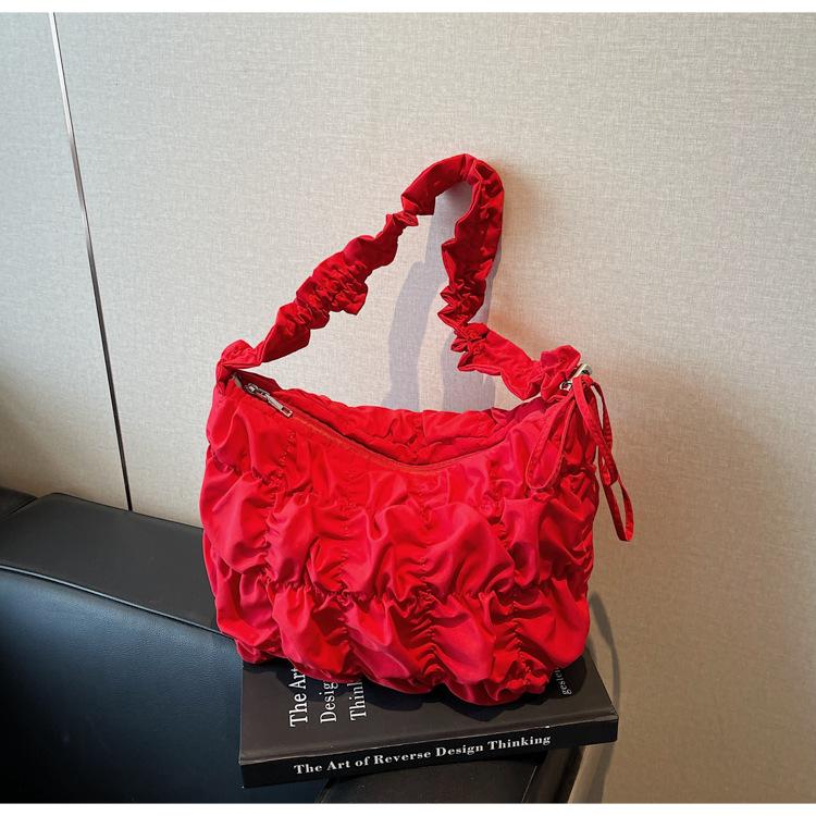 2025 Cloud Bag Niche Design Pleated Shoulder Bag Girl Cute Texture Bubble Underarm Bag Tote Bag