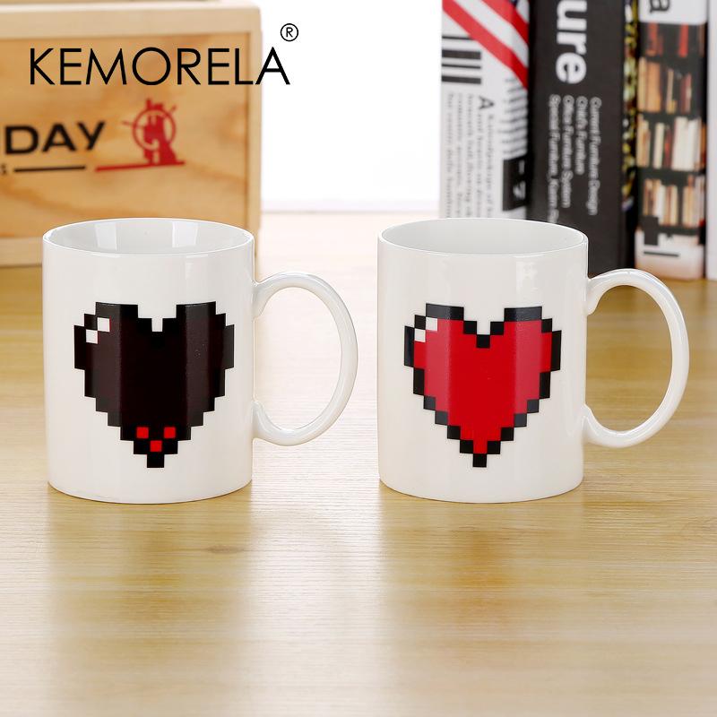 330ML Persikofärgad Färgförändrande Keramisk Kopp Nyhet Magisk Kopp Kreativ Design Kaffemugg Alla Hjärtans Dag Föredragen Gåva