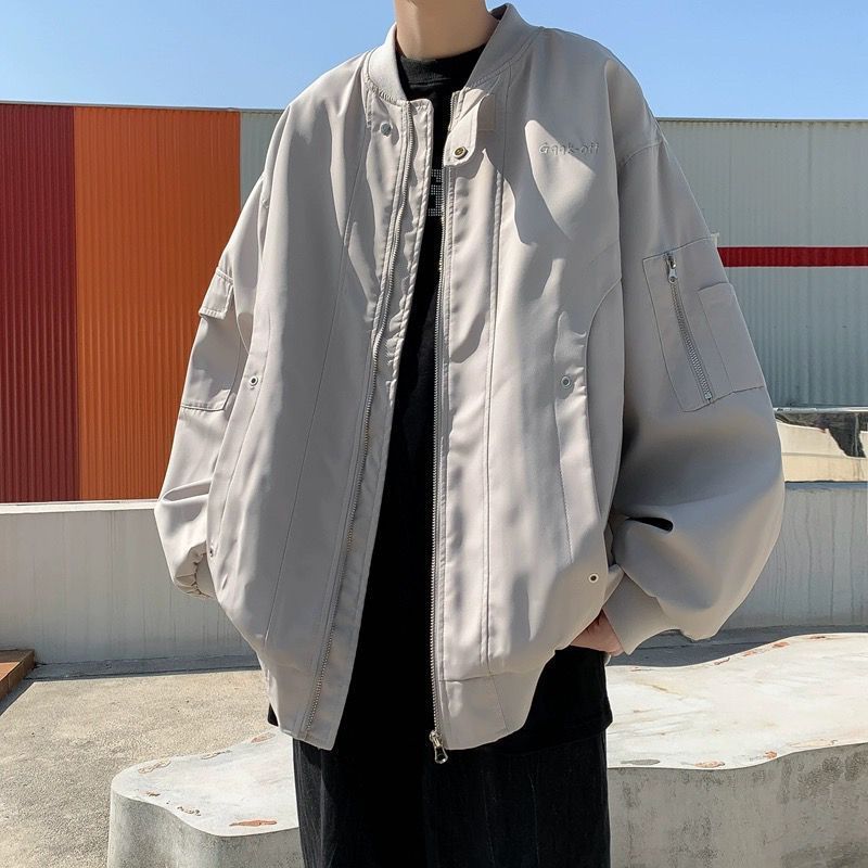 

Куртка-бомбер, бейсбольная форма для мужчин и женщин, модная брендовая свободная куртка большого размера Plus Fat Niche, универсальная повседневная куртка 7XL серый