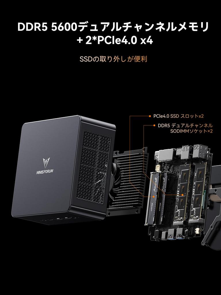 MINISFORUM UM890 Pro Mini AMD Ryzen 9 1TB Windows 11 2 USB 1 HDMI 1 DP BT Gaming PC [Amazon.co.jp Listing] PC, 8945HS, DDR5-5600MHz 64GB, SSD, Pro, 4,