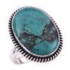 Natural Tibetan Turquoise Gemstone Handmade 925 Sterling Silver Ring Size 9 e6D88