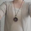Kreativer Ethnisch Holz Doppelring Anhänger Geflochtene Lange Halskette für Damen Retro Temperament Halsband Kette Schmuck Zubehör Geschenk