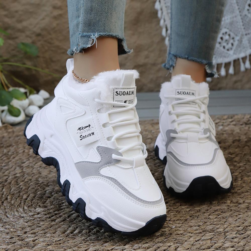 Winter New Ladies High Top Snow Boots Warm Plush Women Comfortable Sneakers Waterproof Ankle Boots Shoes Fashion Women