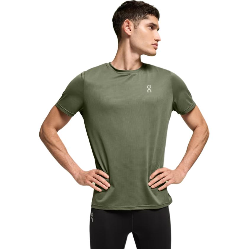Einfarbiges lässiges Rundhals-Pullover-Kurzarm-T-Shirt für Herren, Oberteile, Grün 1ME10430858