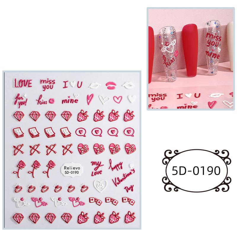 

Наклейки для ногтей ко Дню святого Валентина, рельефные 5D-наклейки для ногтей с изображением медведя для детей, украшения 85*100mm