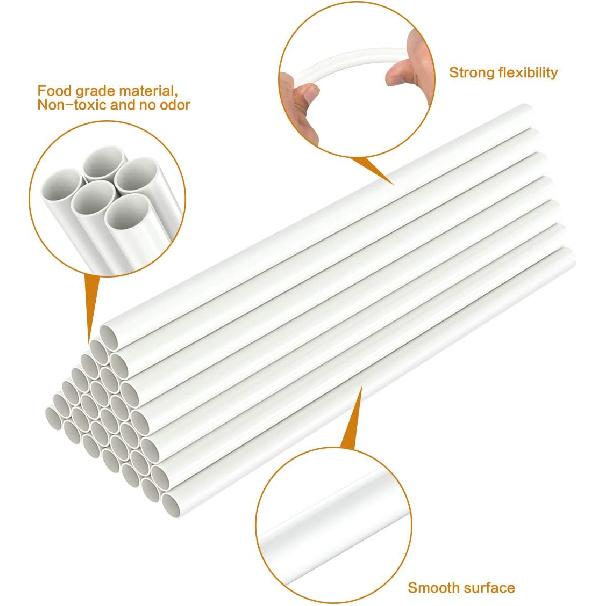 White Plastic Cake Dowel Rods for Tiered Cake Construction and Stacking Supporting Cake Round Dowels Straws with 0.4 Inch Diameter (9.5 Inch)