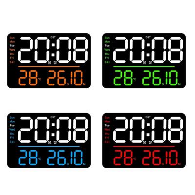 11" LED Digital Wall Clock Large Display with Alarm Clocks with Digital Calendar for Living Room Bedroom Office Shop Gym