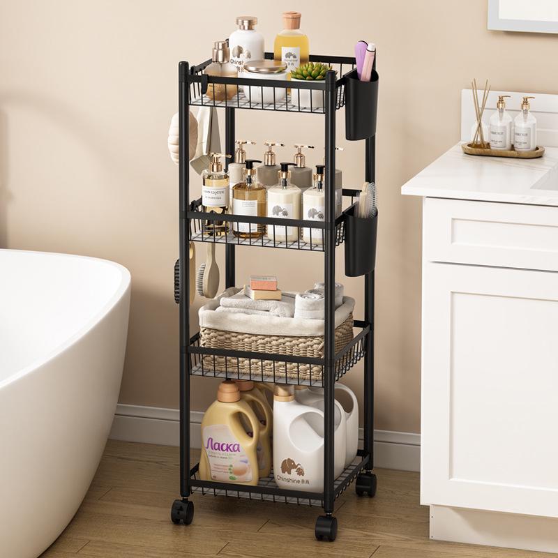 Multi-layer Bathroom Shelf with Wheels - Narrow Gap Storage Trolley