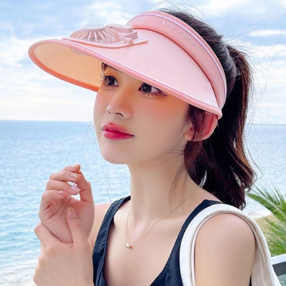 With Fan Fan Sun Hat Breathable Beach Hat Outdoor Visors  Camping Hiking
