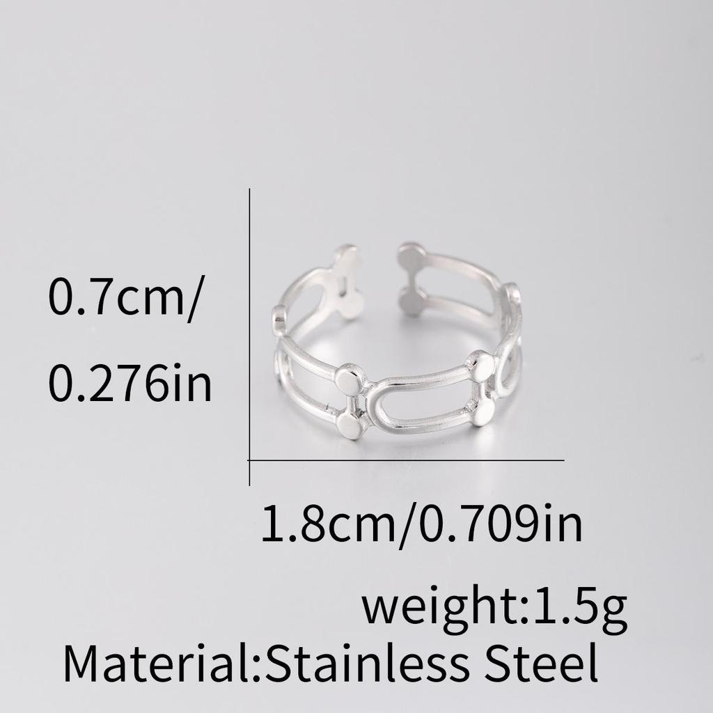 Stainless Steel Adjustable Open Ring - Colorfast Titanium Jewelry