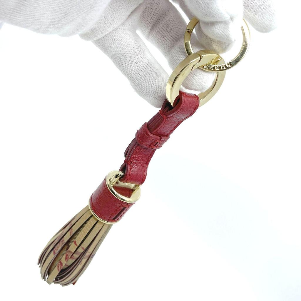 Used Good Quality BURBERRY Leather Tassel chaRM Keychain Tassel