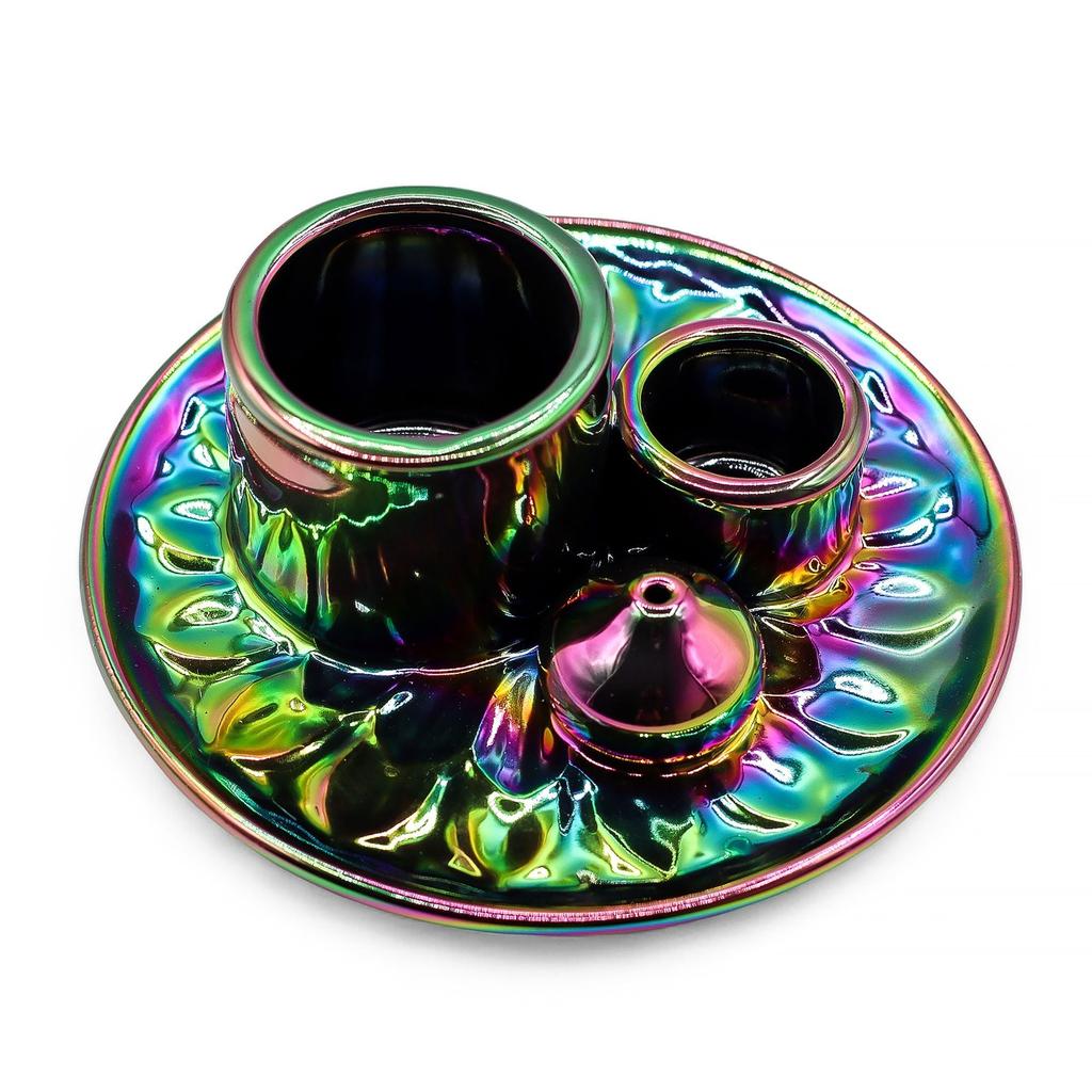 Palo Santo Smudge Incense Holder Iridescent Mandala Ceramic