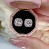 Luxury Imitation Moissanite 1 Carat Square Stud Earrings for Women - Shiny Micro-Set Jewelry