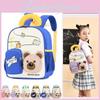 Kids Cartoon Bear Print Backpack With Durable Oxford Material And Cushioned Straps For School Use