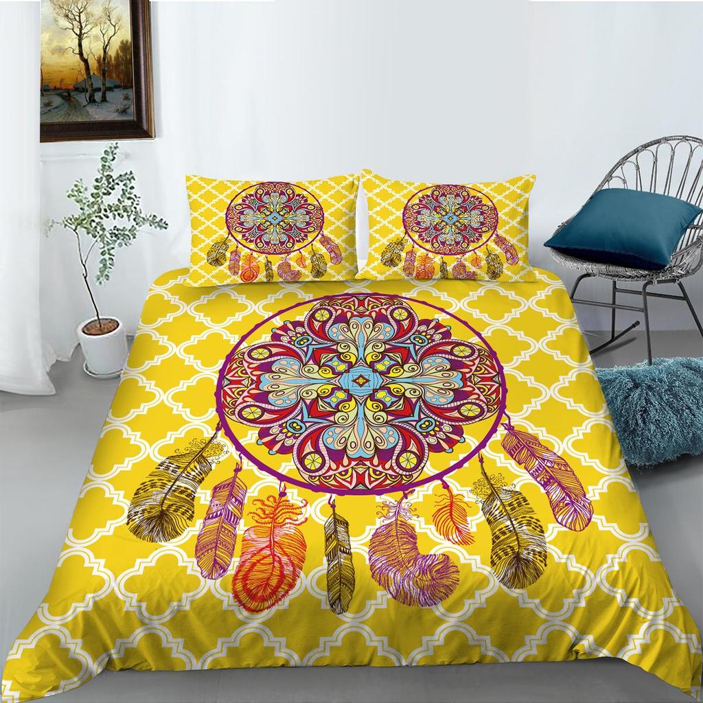 Dream Catcher Bedding Set Cover Feather Print Duvet Cover Highend Comforter Cover Suit Polyester Bedding Single Size Quilt Cover
