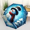 1pc Snowman Decor Automatic Umbrella - Stylish, Durable, with 8-Rib Manual Open Design, Elegant Black Handleyy250920105