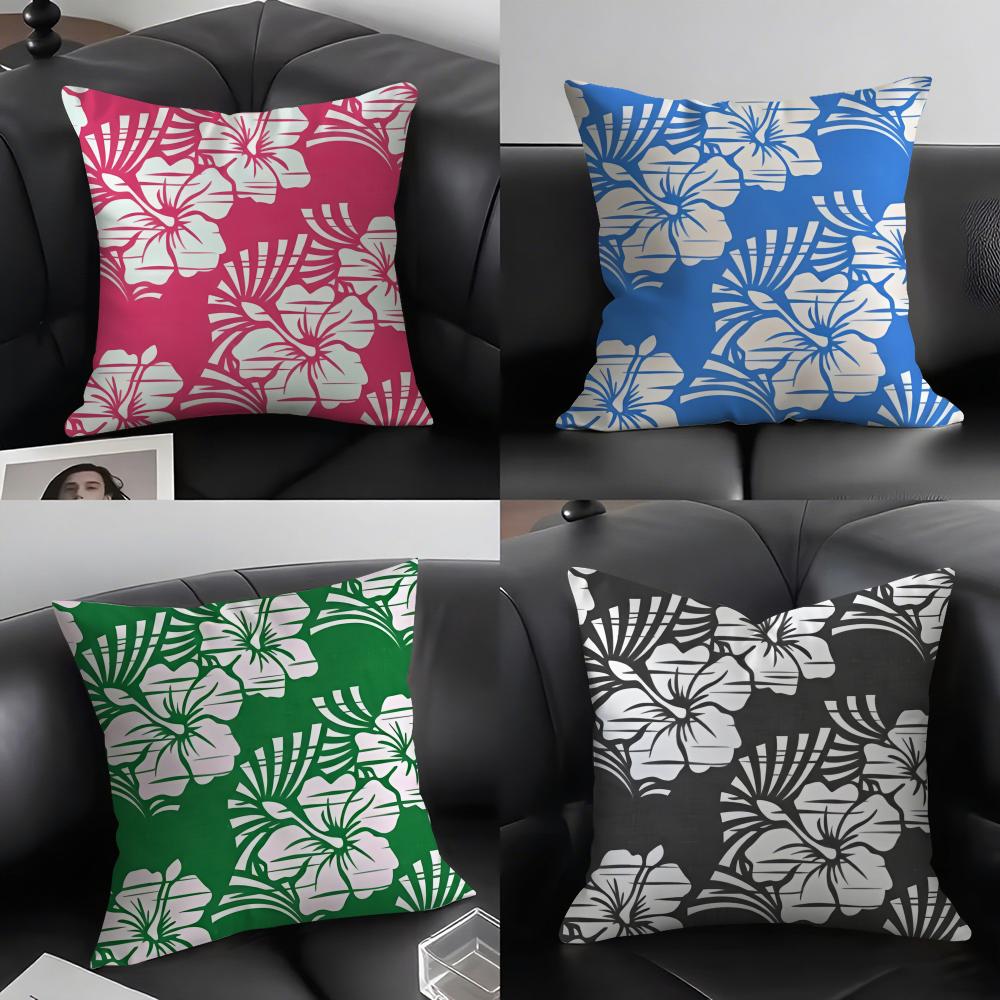 Hawaiian Flowers Cushion Cover Pillowcase Comfort Sofa Bed Silky Elegant Invisible Zipper Decorative Cushion Cover