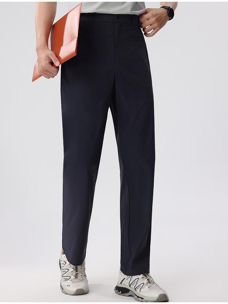 Summer Ice Silk Quick-Dry Elastic Sports Pants: Breathable, Lightweight, Straight-Leg Casual Pants for Men and Women.